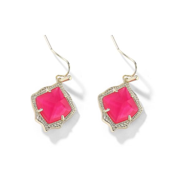 Orecchini Kendra Scott Elle A Goccia Illusion Pink - Tonalit&agrave; Rosa, Placcati Oro (nuovi Senza Etichette)